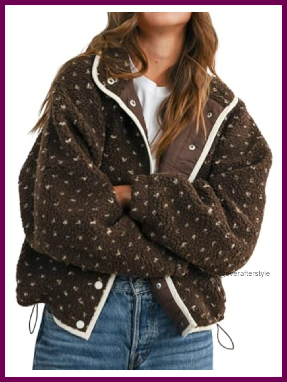Women's Fleece Sherpa Jacket Button Down Quilted Contrast Outerwear